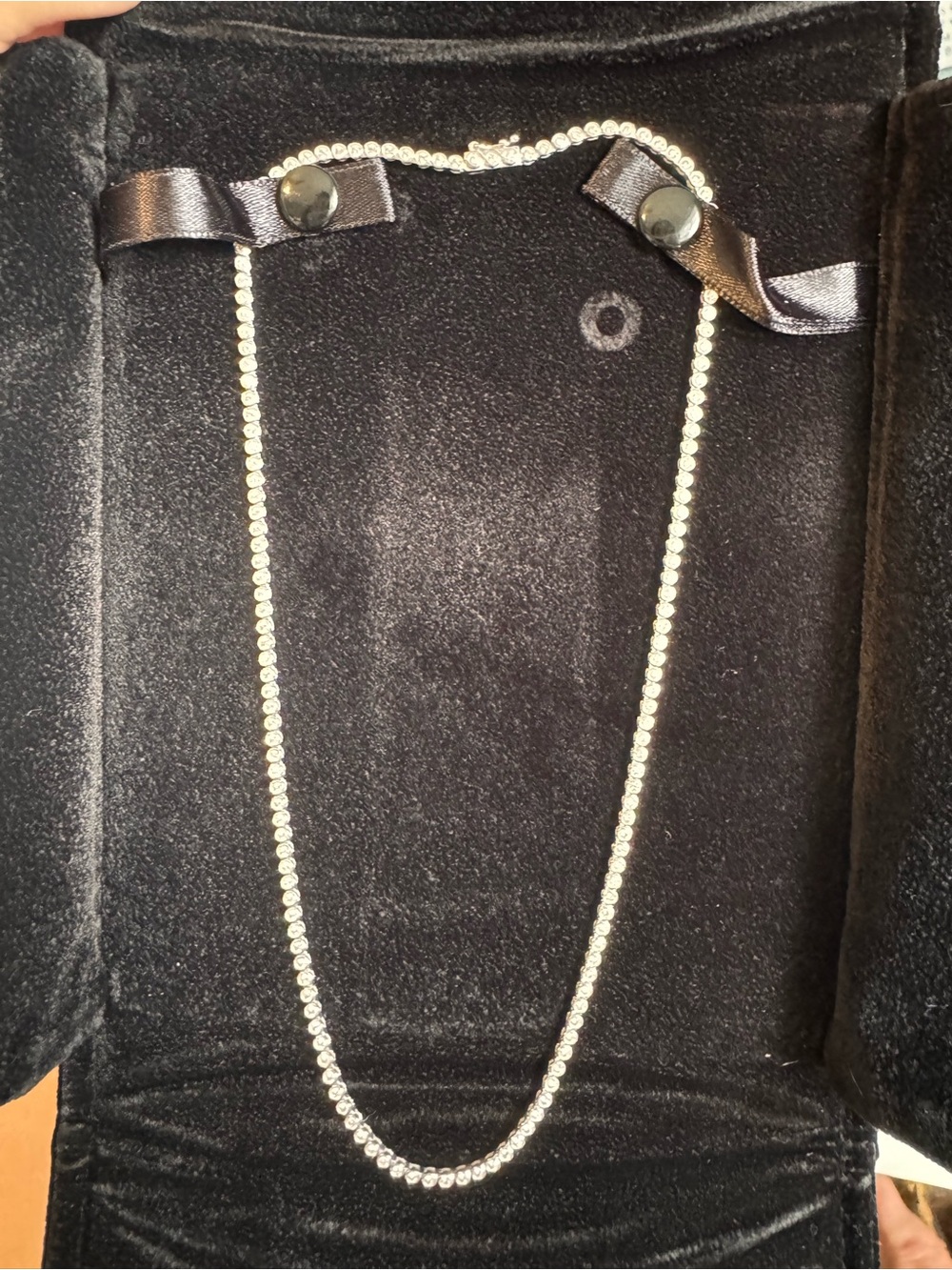 Ring Concierge Bezel Diamond Tennis Necklace 16” White Gold